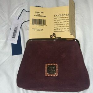 Cute and versatile Dooney & Bourke Large framed purse in wine suede